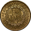 France Gold 20 Franc Angel XF/AU, Rev