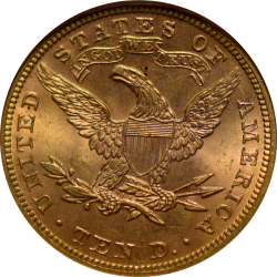 $10 Liberty Coronet Motto 1892 MS-64 reverse