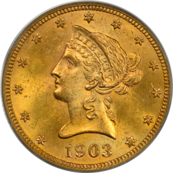 $10 Liberty Coronet Motto 1903 MS-64 obverse