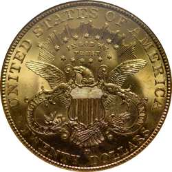 $20 Liberty Type 3 1907-D MS-65 reverse