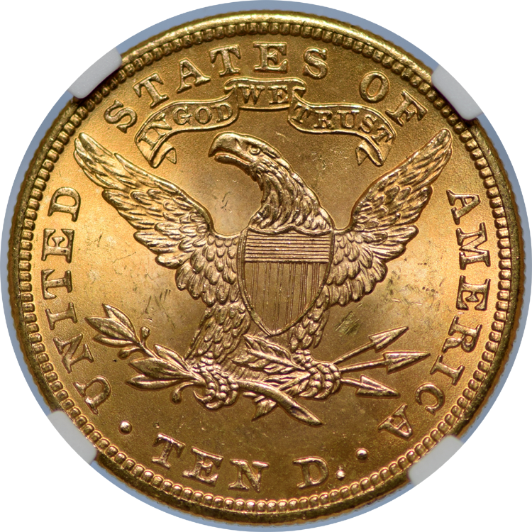 1901 coronet motto $10 ngc ms-66 (005834821072) Rev.